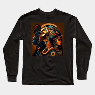 African Print Design Long Sleeve T-Shirt